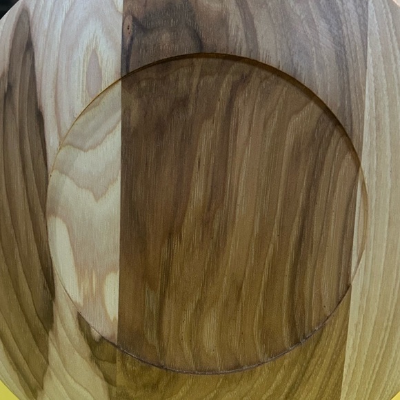 Handcrafted Hickory Wood Turned Round Serving Platter - Picture 4 of 5
